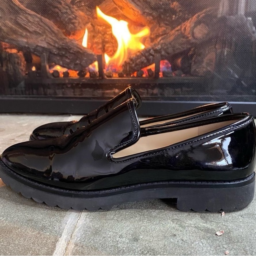 Karl Lagerfeld Black Patent Leather Women's Loafers Size 7